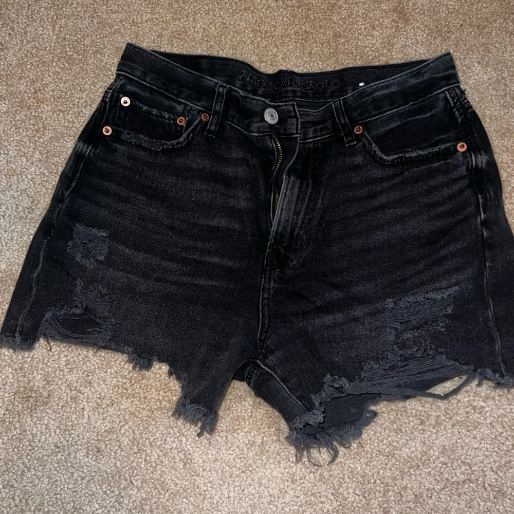 American Eagle Outfitters Black Distressed Jean Shorts